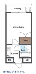 サンライズマンション 1Kの間取図画像