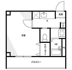 アンプルールフェール川口2 1Kの間取図画像