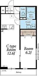 リブリプロスペール 1LDKの間取図画像