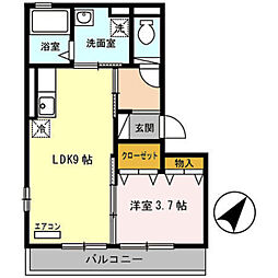 シャルム山下1 1LDKの間取図画像