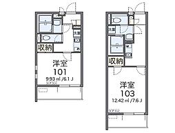 クレイノスターIII 1階1Kの間取り