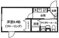 ALTO緑が丘 1階1Kの間取り