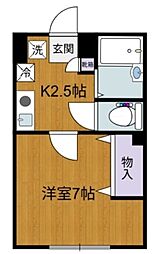 グリーンヴェルドミール 1階1Kの間取り