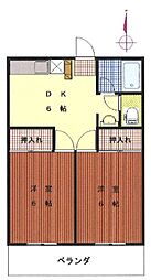 中央コータース 2DKの間取図画像