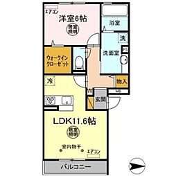 ブリランテB 1LDKの間取図画像