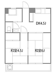 オパールマンション 2DKの間取図画像
