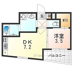 ファステート京都東寺グラン 1DKの間取図画像