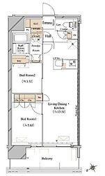 ブランシエスタ浅草蔵前 6階2LDKの間取り