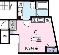 リタ十条 1階ワンルームの間取り