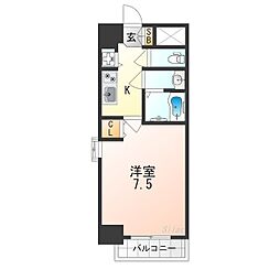 スプランディッド天王寺III 4階1Kの間取り