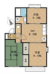 ファミールA 2階3LDKの間取り