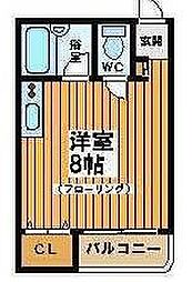 コーポ羽根木 2階ワンルームの間取り