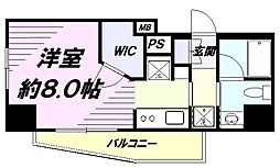 スパシエ国立矢川ステーションプラザ 9階ワンルームの間取り