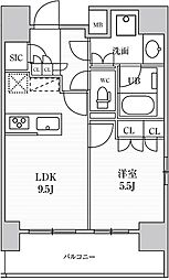 シーズンフラッツ上野稲荷町 7階1LDKの間取り