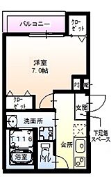 阪神本線 武庫川駅 徒歩3分の賃貸アパート 2階1Kの間取り