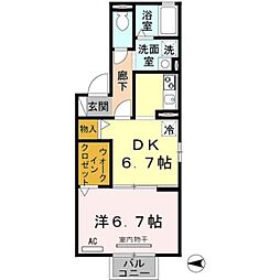 京阪本線 古川橋駅 徒歩11分の賃貸アパート 1階1DKの間取り