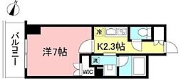 プライムメゾン初台 14階1Kの間取り