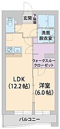 PremiumCourtみなみ野3 1LDKの間取図画像