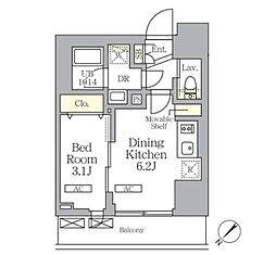 JR京浜東北・根岸線 大森駅 徒歩5分の賃貸マンション 2階1DKの間取り