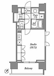 LaSante 千駄木 6階ワンルームの間取り