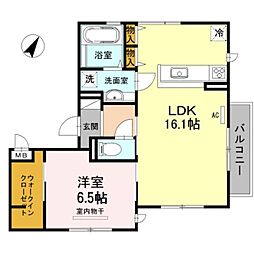 グリュック片山 1LDKの間取図画像
