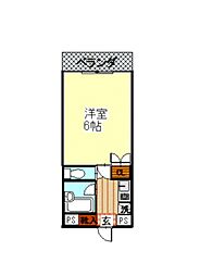 クィーンズタウン 3階1Kの間取り