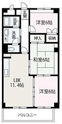 ウイング九田 1階3LDKの間取り