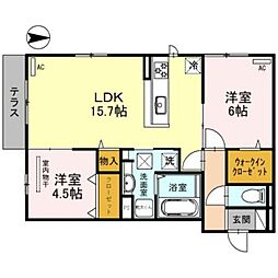 ラ・ベル・メール鳳 3階2LDKの間取り
