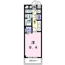 イースト・ワン・K 3階1Kの間取り