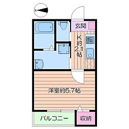 クォーク 3階1Kの間取り