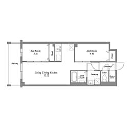 ザ・グラヴィティ新宿 2階2LDKの間取り