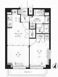 ルーブル中野沼袋弐番館 8階2DKの間取り