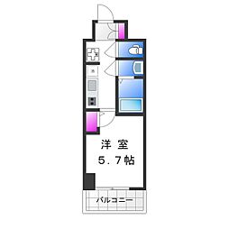 Le-Bear天王寺 1Kの間取図画像