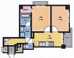 グランシャリオ国立 8階2DKの間取り