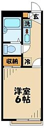 レオパレスグランデ6 1Kの間取図画像
