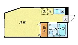 京王線 千歳烏山駅 徒歩8分の賃貸アパート 1階ワンルームの間取り