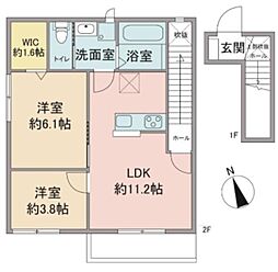 フローレンティアII 2階2LDKの間取り