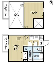 セジュール楠 1Kの間取図画像