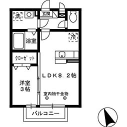 セジュール・ペルル 1LDKの間取図画像