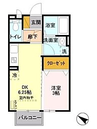 Leap 1DKの間取図画像