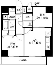 サイオン町屋 5階2LDKの間取り
