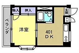 MSコーポ五反野 1DKの間取図画像