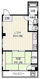 第2小林ビル 1LDKの間取図画像