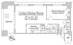 Daiwaリバーゲートレジデンス北ウィング 1LDKの間取図画像
