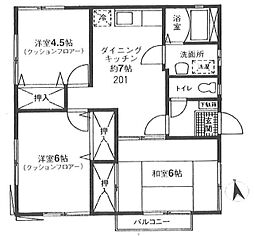 サンコート 2階3DKの間取り