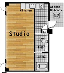 リフュージュ・アイ・ノース ワンルームの間取図画像