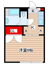 ケン・ハイツ 1階1Kの間取り