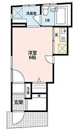 アレッジオK 1階ワンルームの間取り