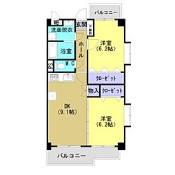 エリシオン　マキ 3階2LDKの間取り
