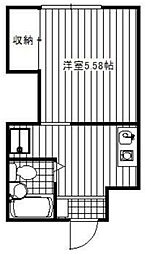 レスポワール 1階1Kの間取り
